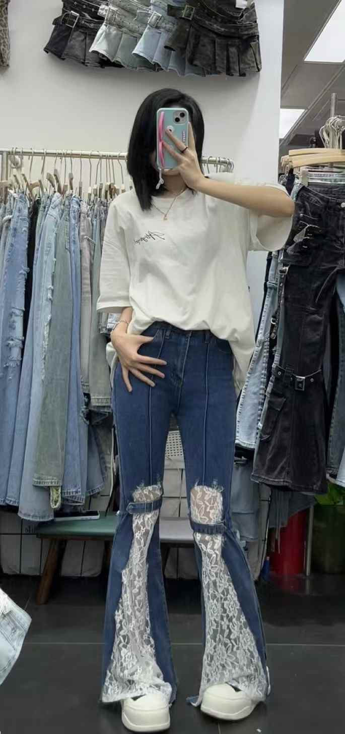 Net Cut Out Designed Jeans FC1796