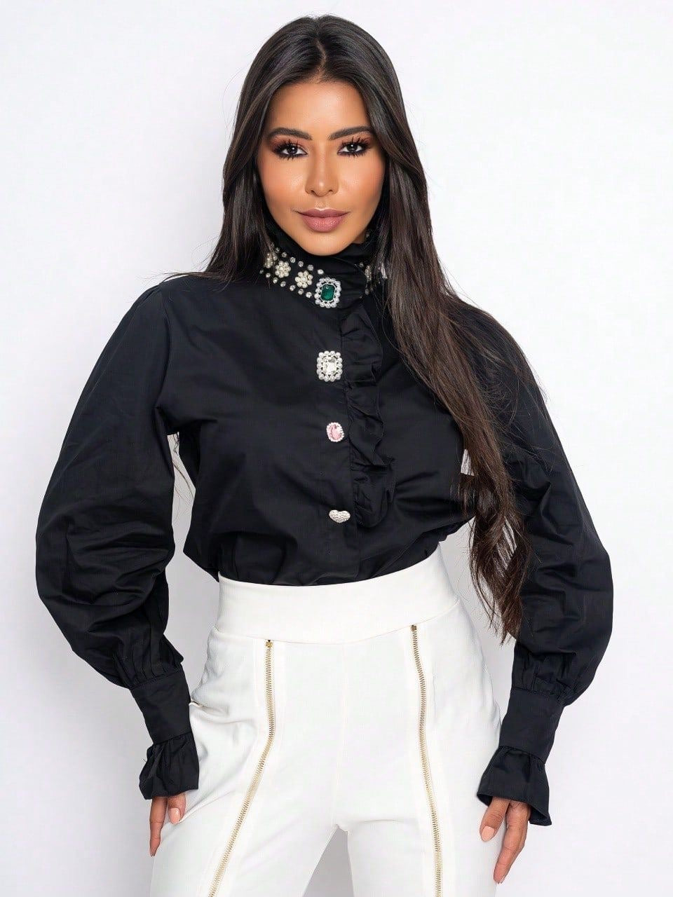 Fc Rhinestone Plain Shirt