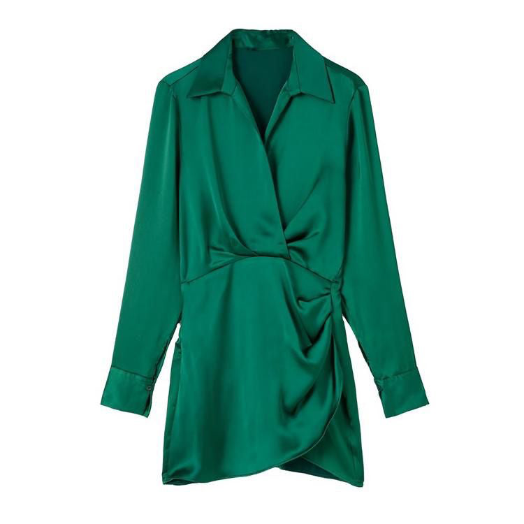 Fc V-Neck Silk Shirt Dress
