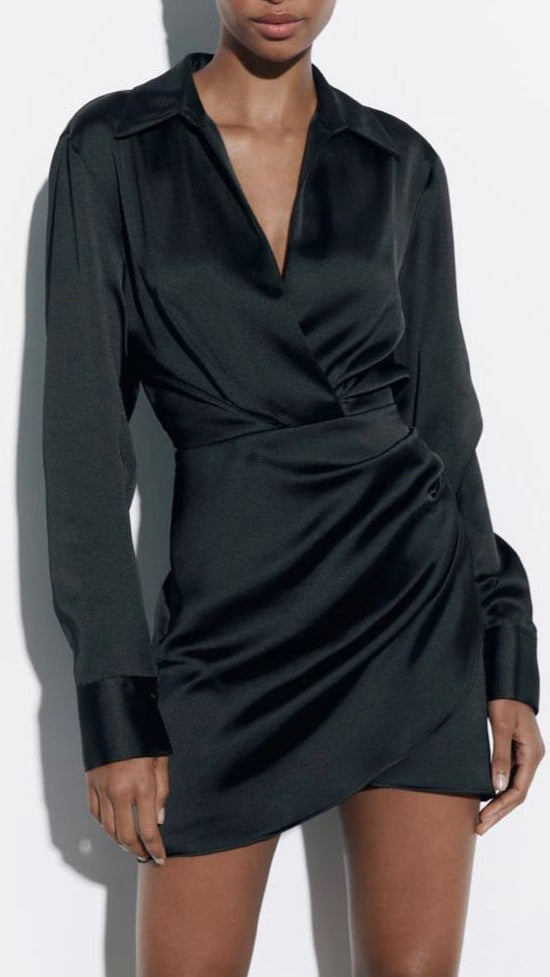 Fc V-Neck Silk Shirt Dress