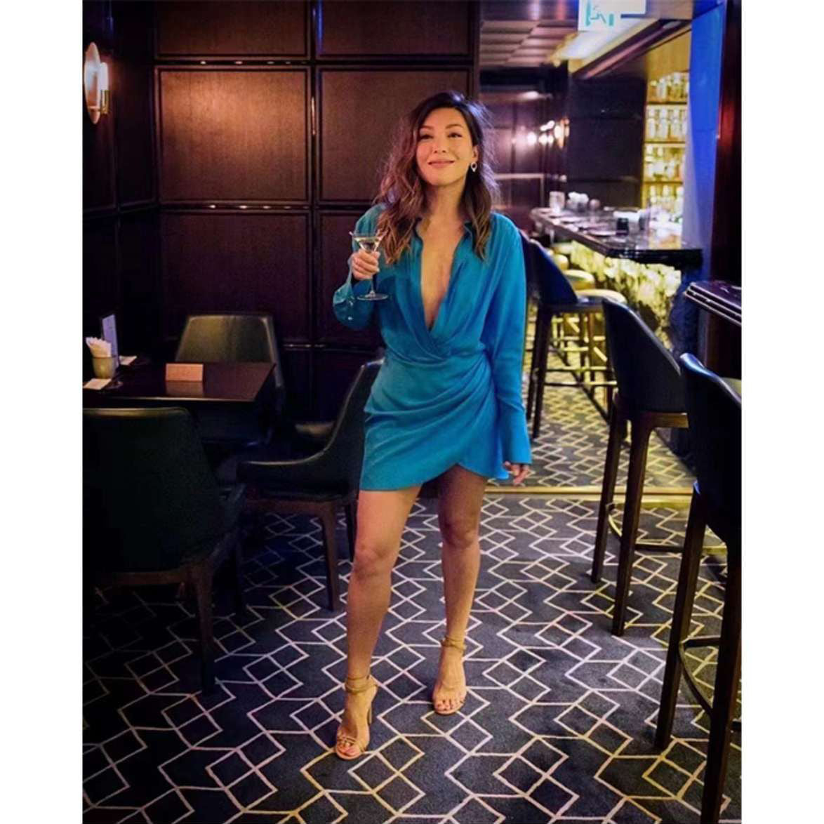 Fc V-Neck Silk Shirt Dress