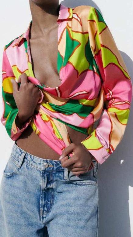 Fc printed silk satin Shirt