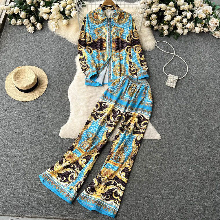 Fc Breasted Button-Print Shirt Two-Piece Set
