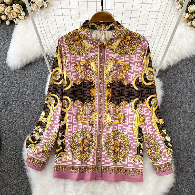 Fc Breasted Button-Print Shirt Two-Piece Set