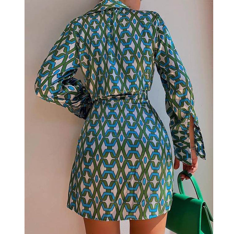 Fc Allover Print Tied Shirt Dress