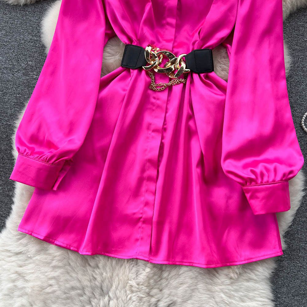 Fc Cooked style loose long-sleeved shirt With Belt