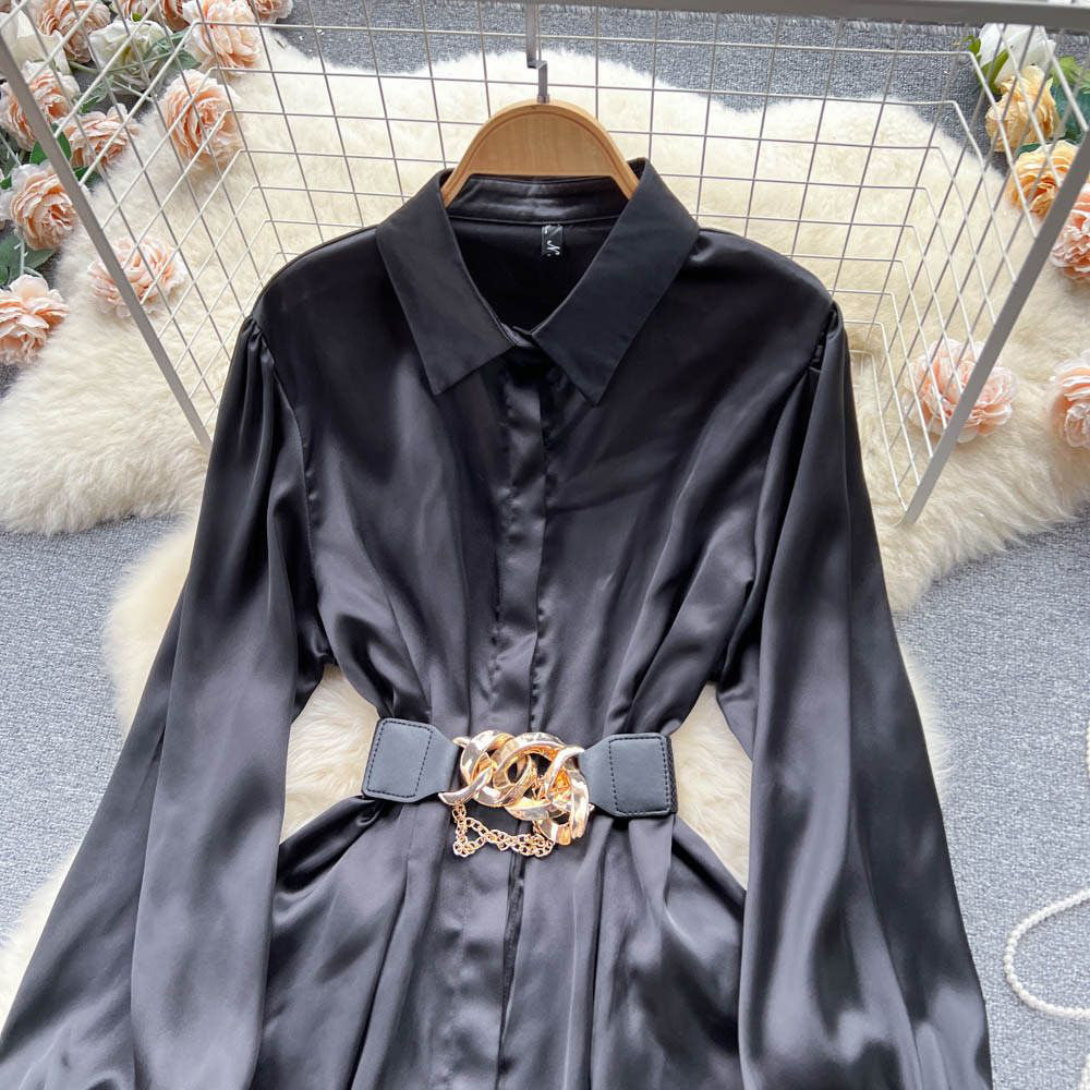 Fc Cooked style loose long-sleeved shirt With Belt