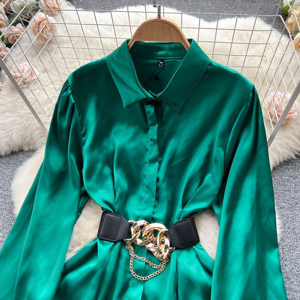 Fc Cooked style loose long-sleeved shirt With Belt