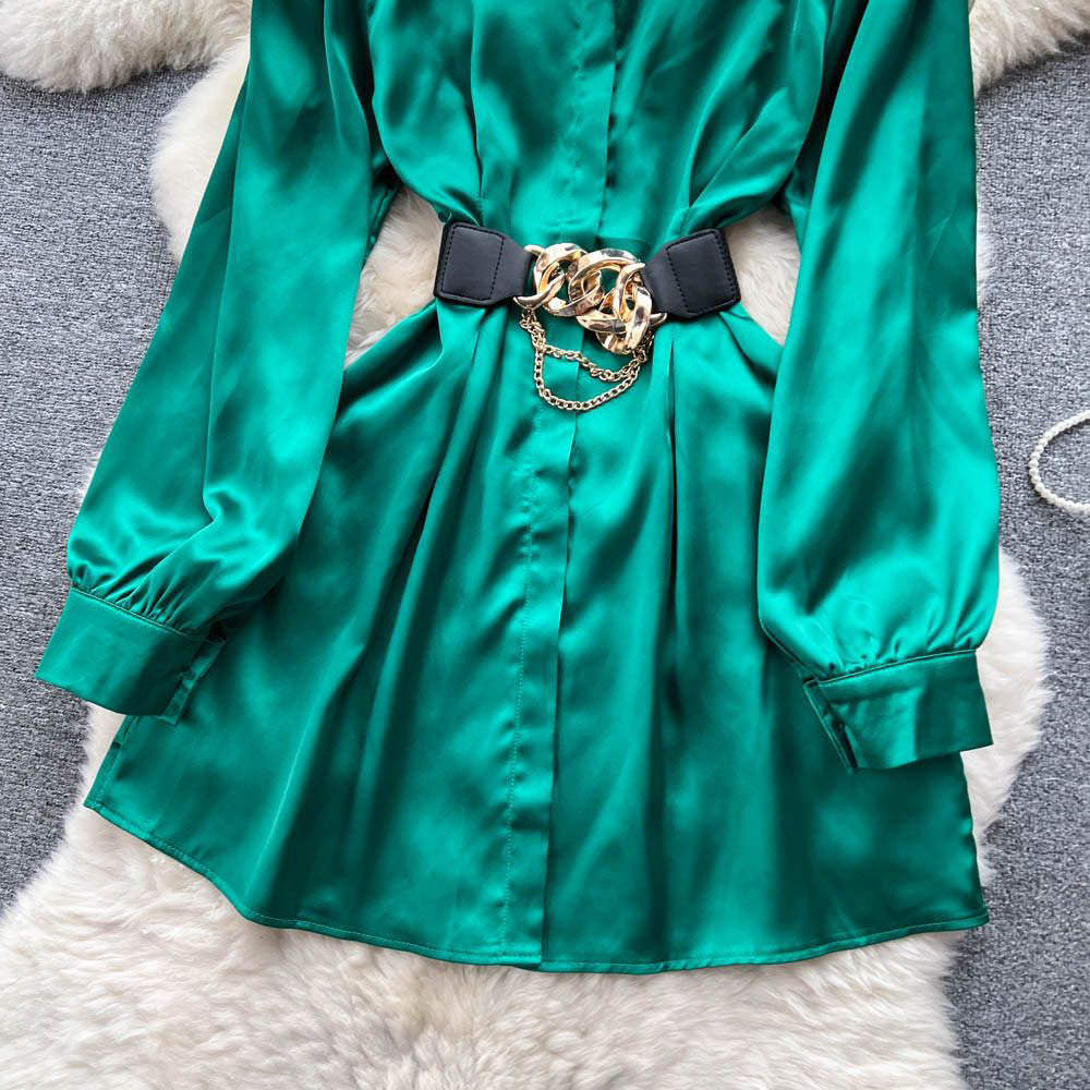 Fc Cooked style loose long-sleeved shirt With Belt