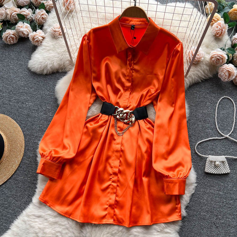Fc Cooked style loose long-sleeved shirt With Belt