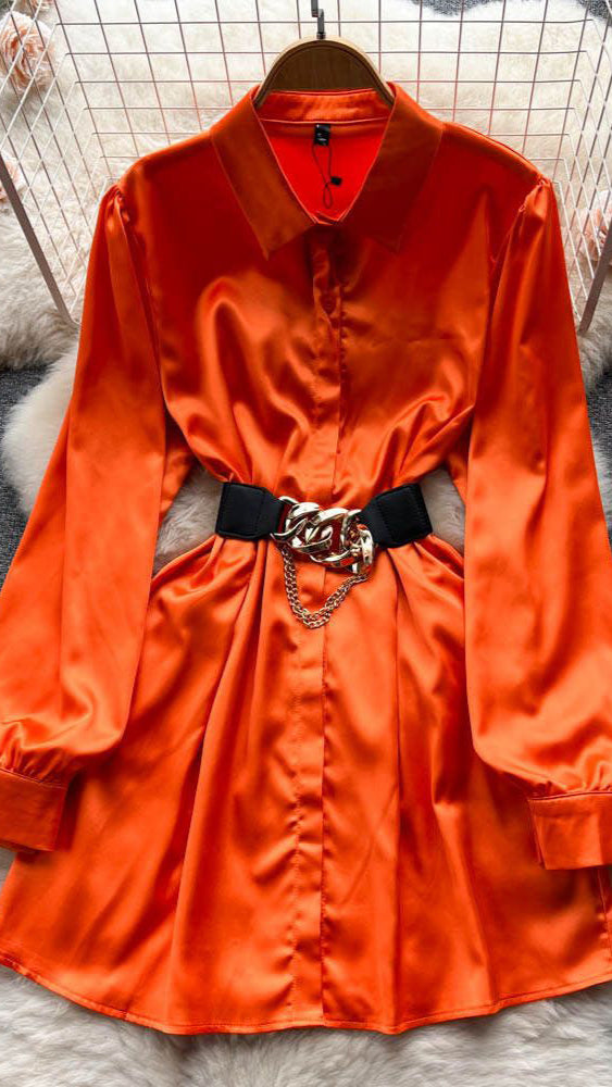 Fc Cooked style loose long-sleeved shirt With Belt