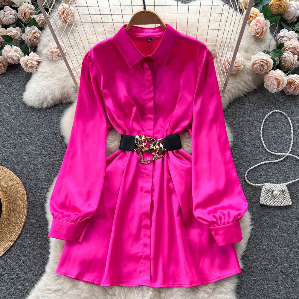 Fc Cooked style loose long-sleeved shirt With Belt