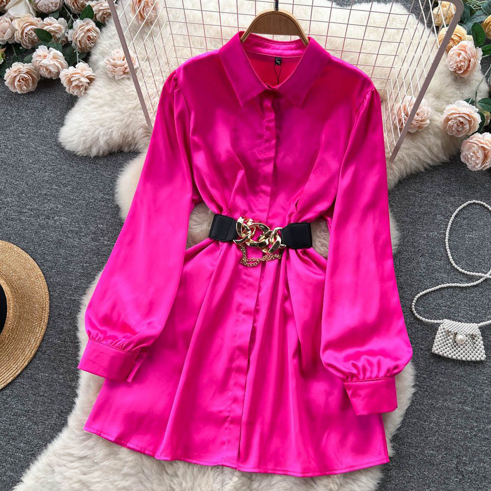 Fc Cooked style loose long-sleeved shirt With Belt