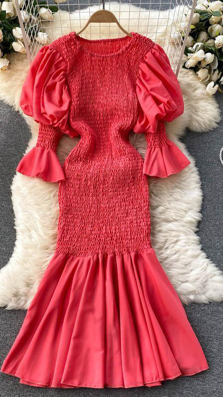Fc Metallic Shirred Midi Dress
