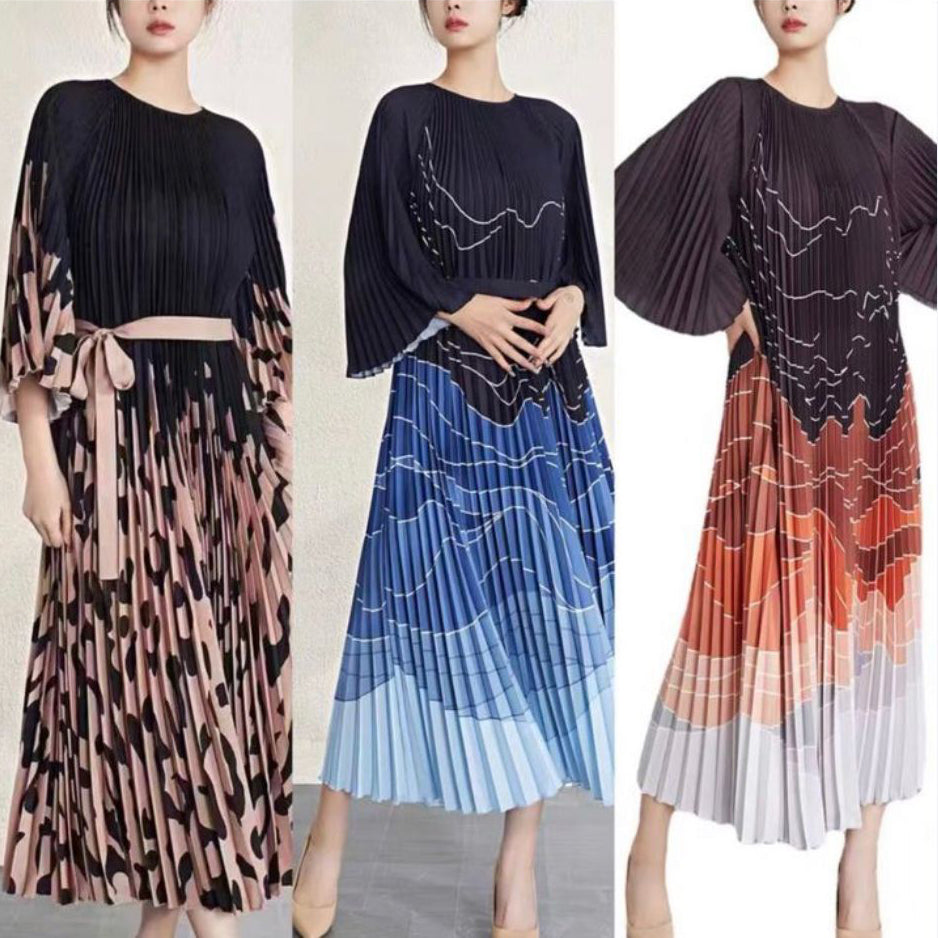 Fc Pleated Long Sleeve Elegant Dress