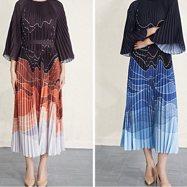 Fc Pleated Long Sleeve Elegant Dress