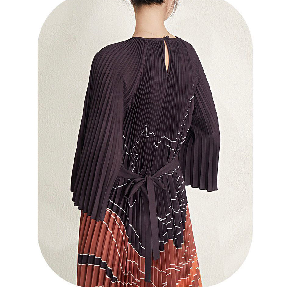Fc Pleated Long Sleeve Elegant Dress