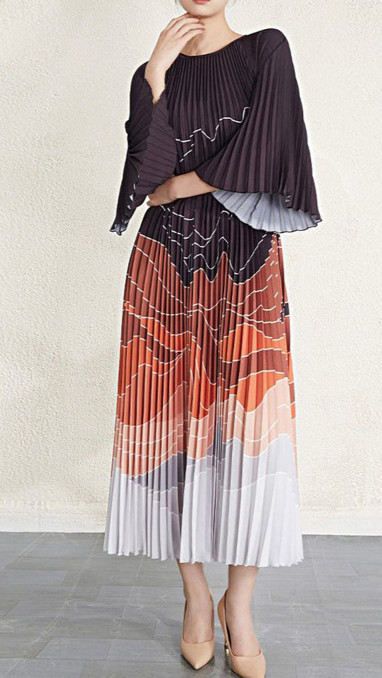 Fc Pleated Long Sleeve Elegant Dress