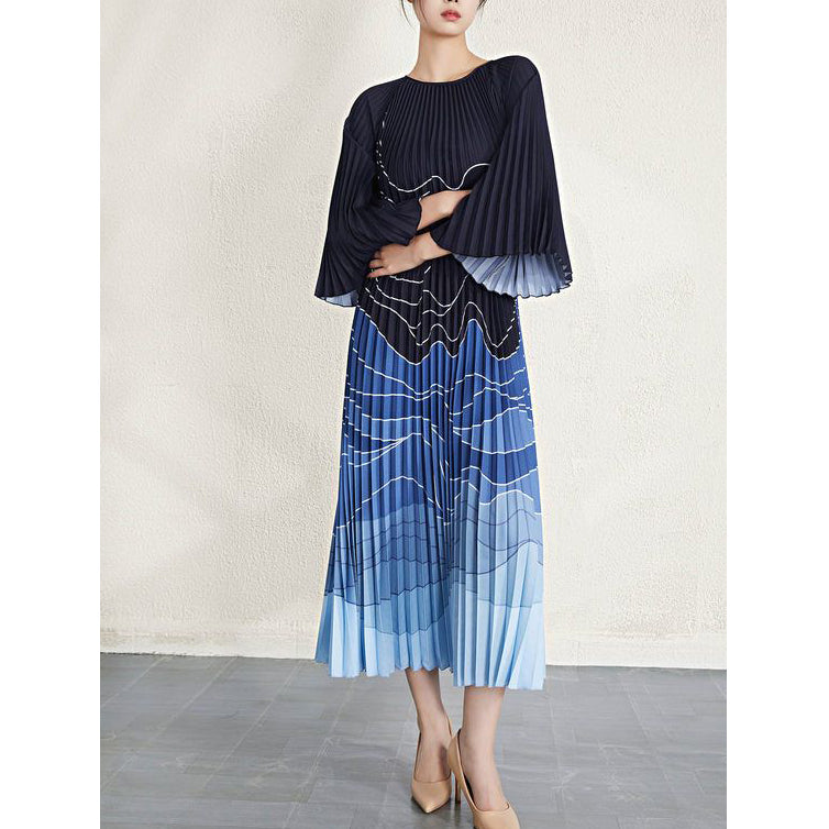 Fc Pleated Long Sleeve Elegant Dress