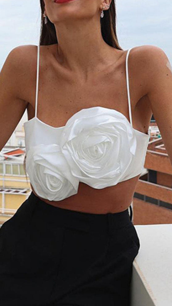 Fc Steeet Flower Shaped Camisole White Solid Backless Sleevel