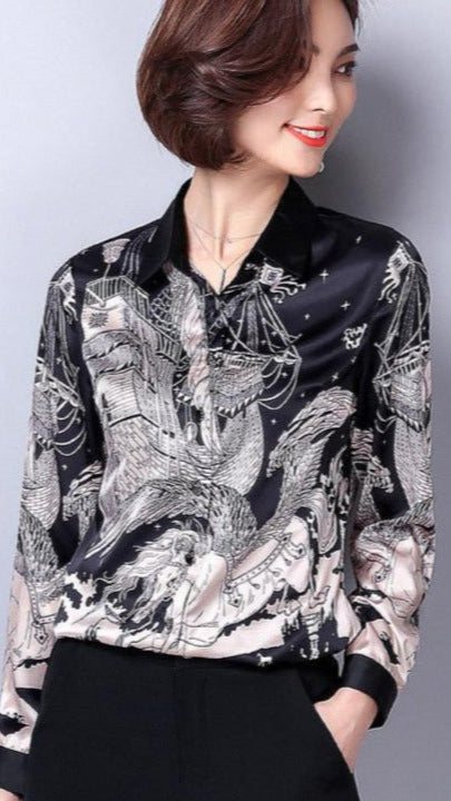 Fc Satin Small Shirt Mulberry Silk Top