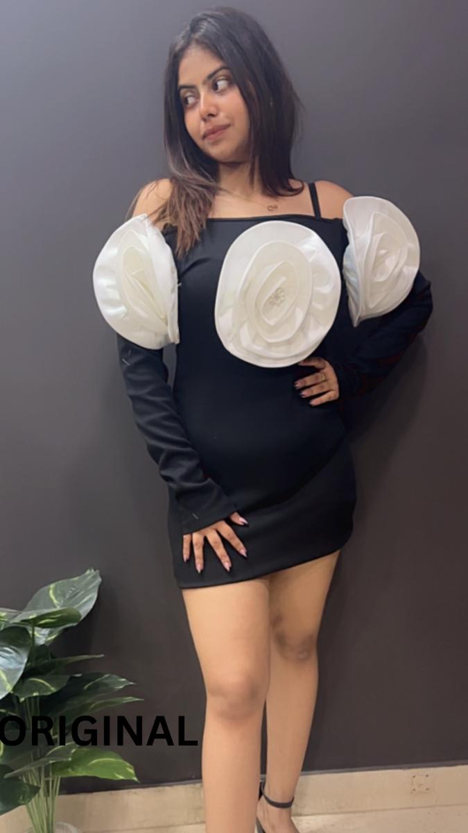 3D Roses Off Shoulder Winter Dress FC1539