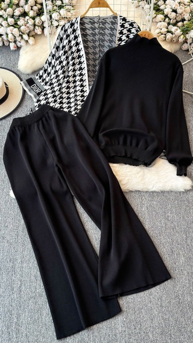 3Pc High Collar Top With Shrug Coord Set FC1698