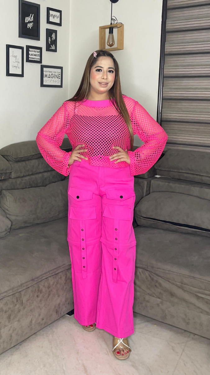 3Pc Loose Trouser Inner And See Through Top FC1967