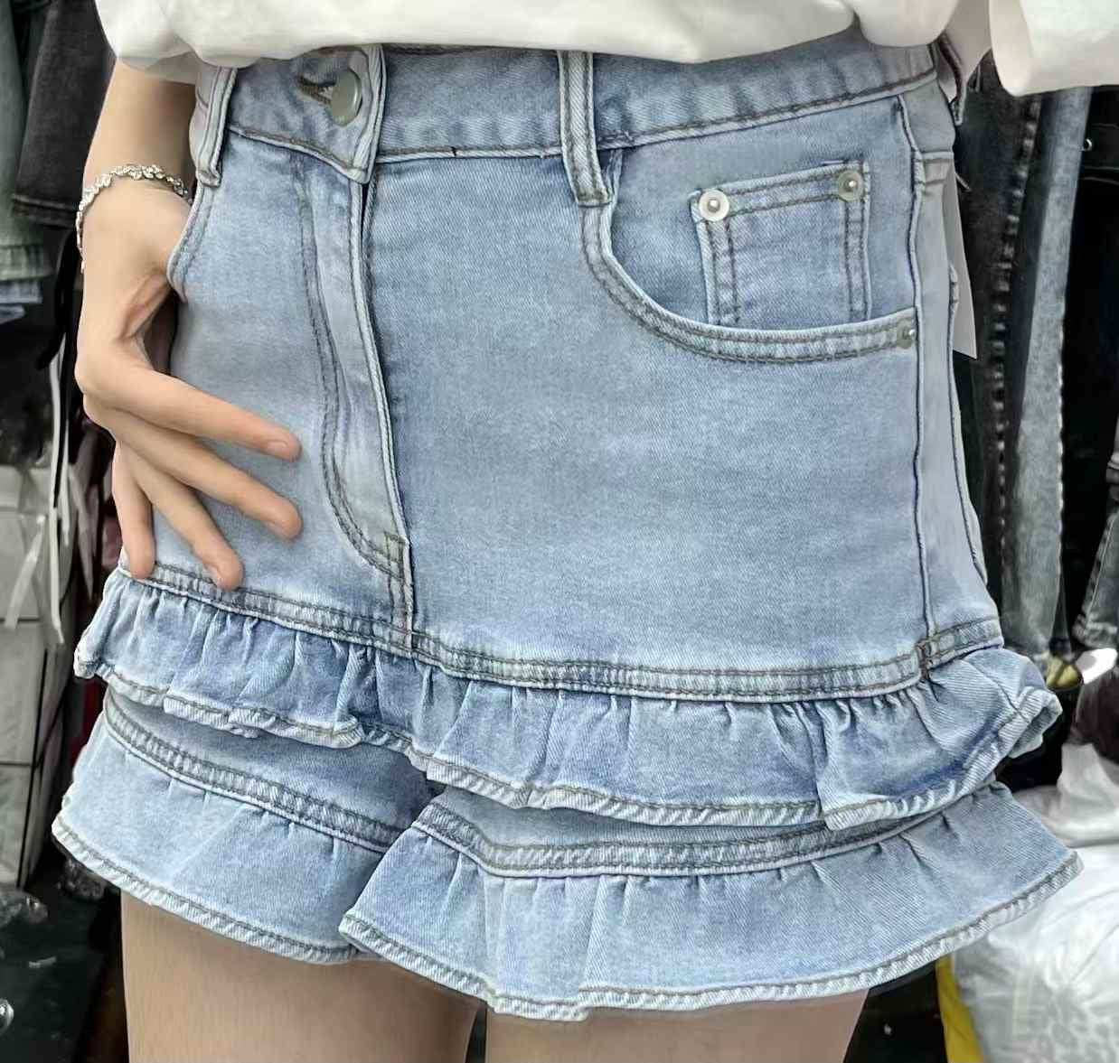 Ruffle End Denim Shorts FC1814