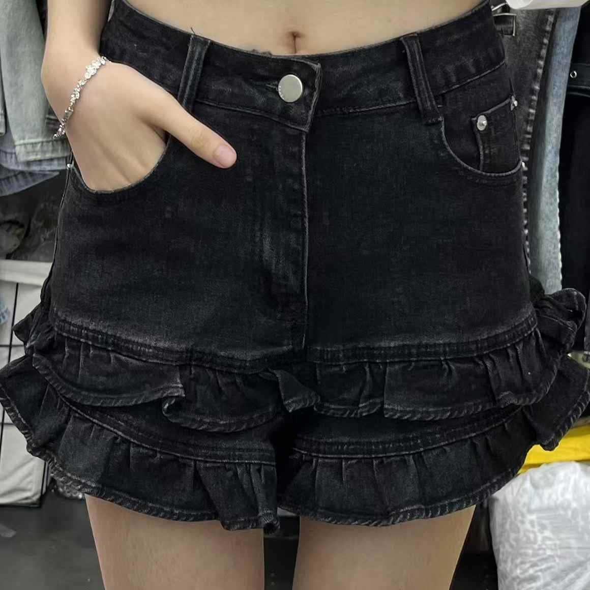 Ruffle End Denim Shorts FC1814