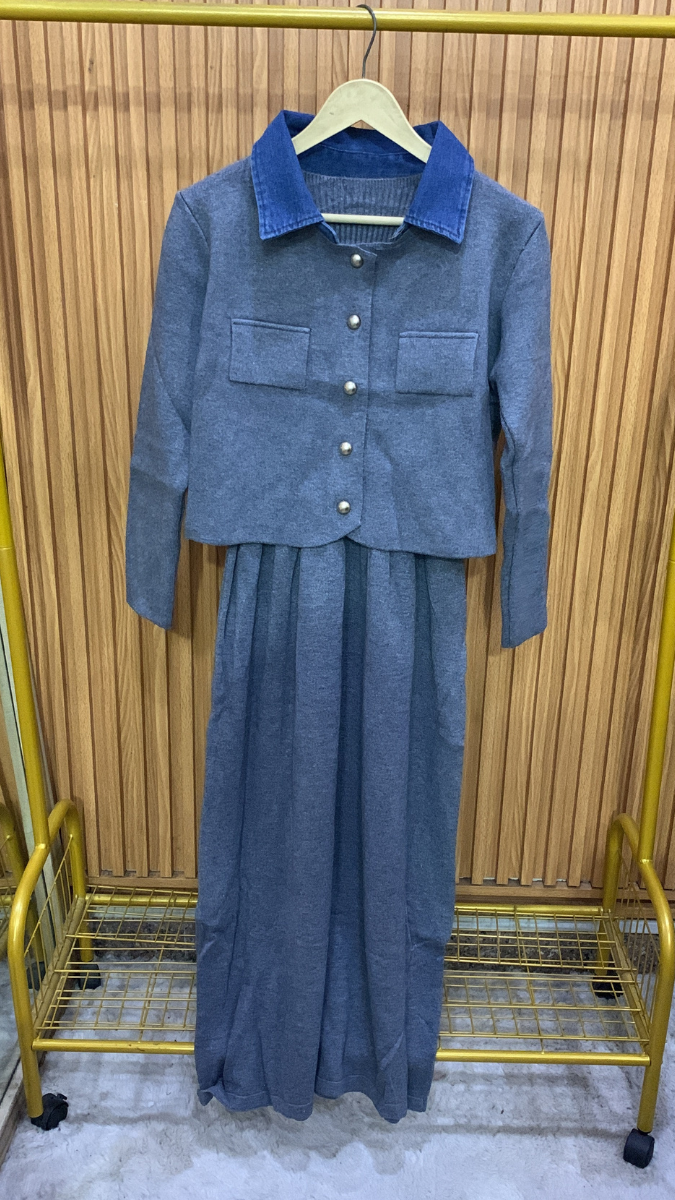 A- Line Dress With Crop Jacket FC1953
