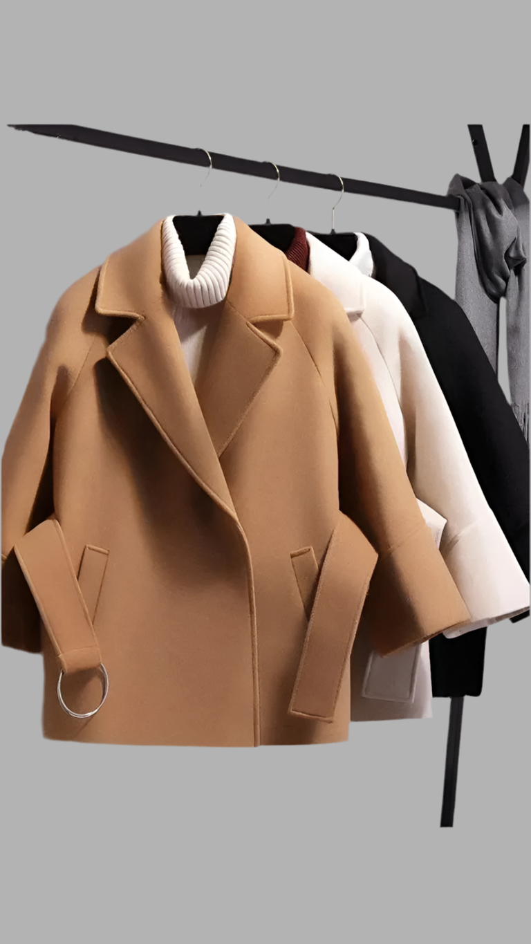 Solid Color Tight Waist Belt Pea Coat FC1728