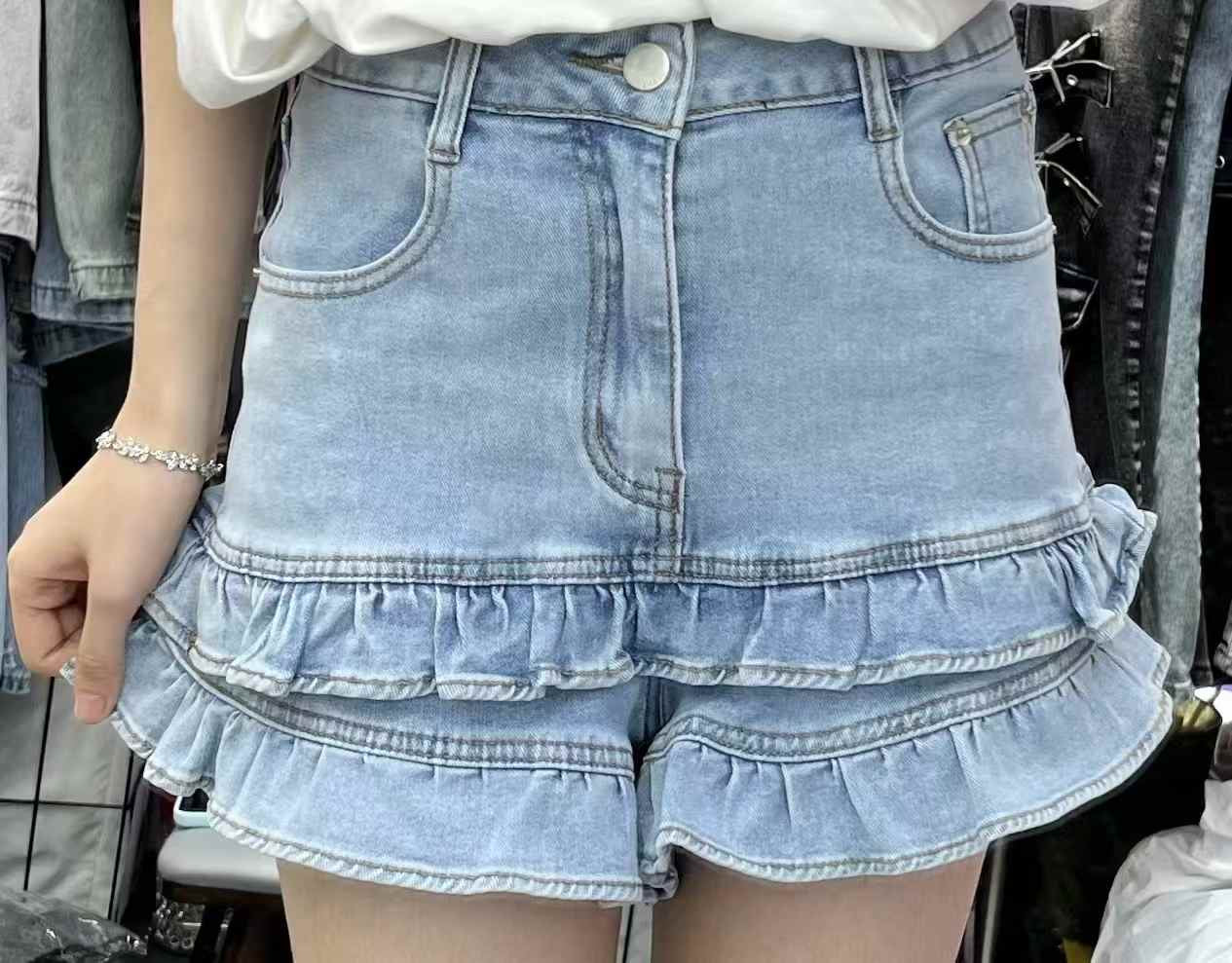 Ruffle End Denim Shorts FC1814