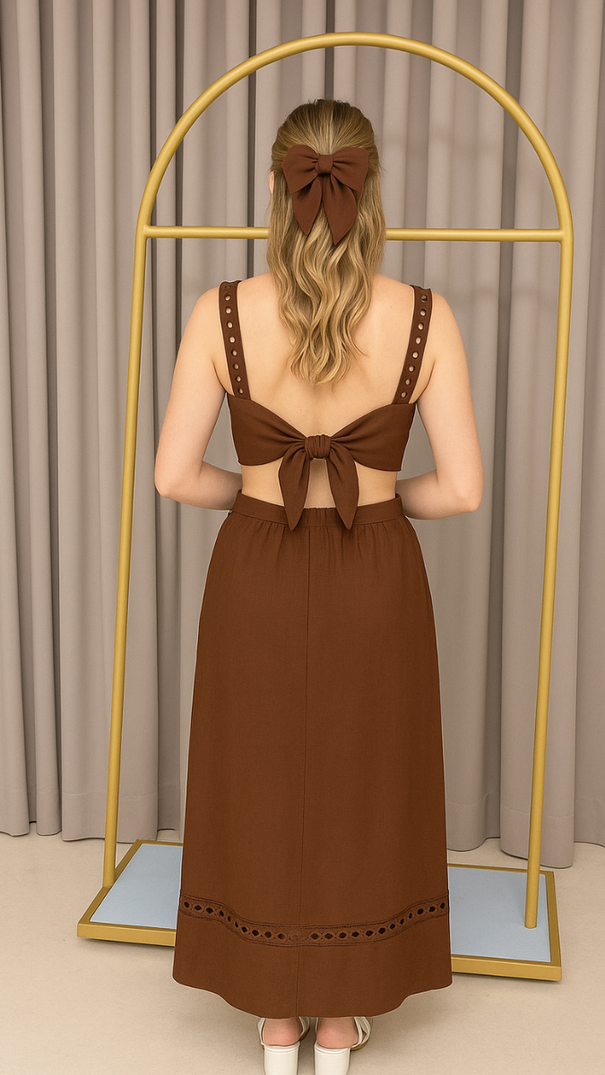 Back Tie Strap Sleeve Short Coord Set FC1778