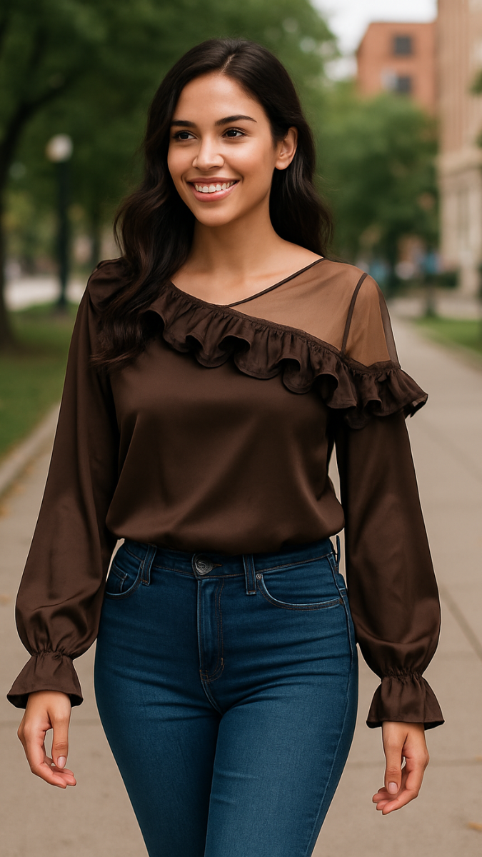 Balloon Sleeve Satin Top FC1834
