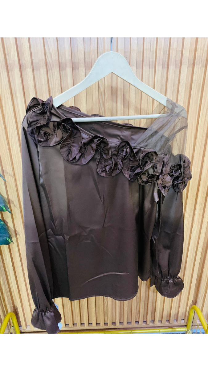 Balloon Sleeve Satin Top FC1834