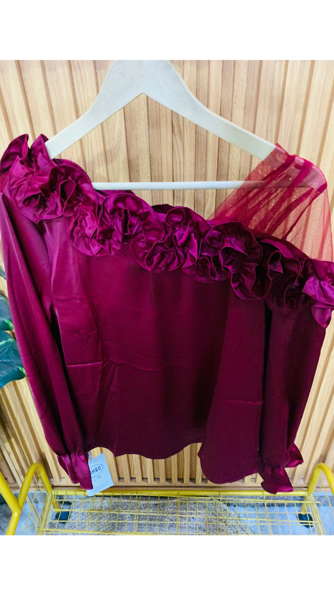 Balloon Sleeve Satin Top FC1834