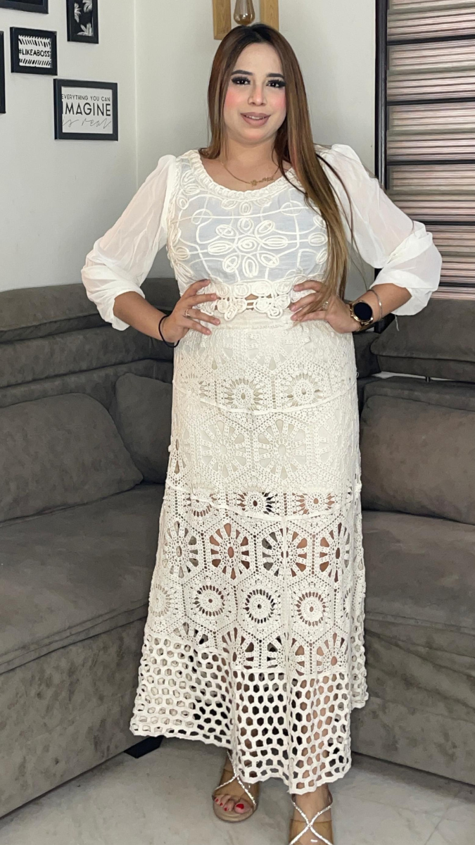 Balloon Sleeve Top and Skirt Set FC1791
