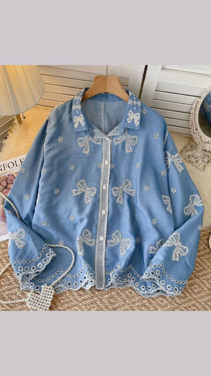 Beautiful Shirt With Bow Embroidery FC1893