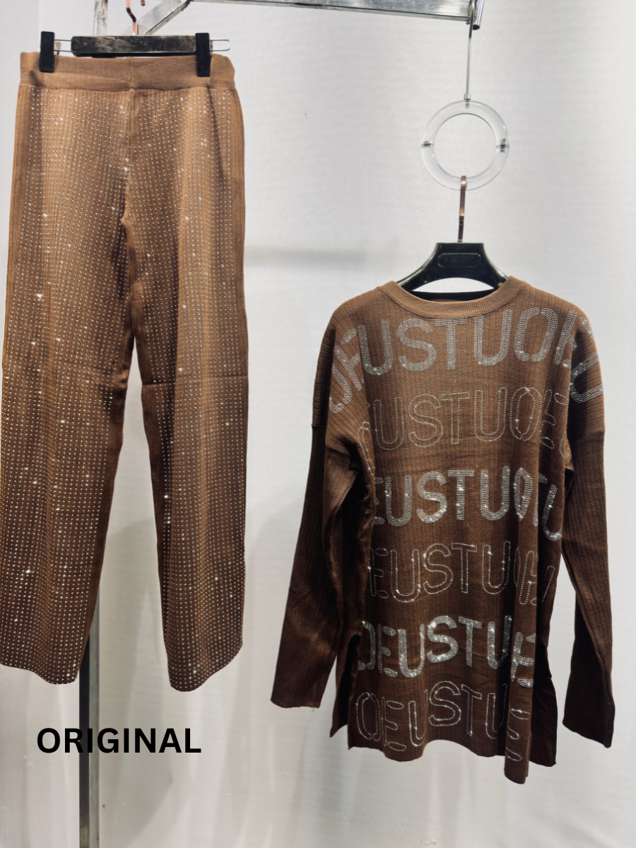 Beautiful Rhinestone Designed Pant Co- Ord Set FC1490
