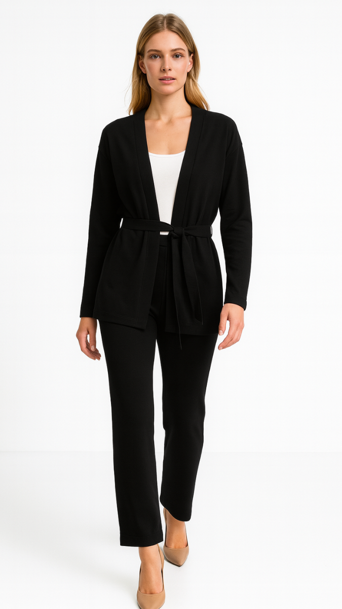 Belted Shrug Style Top And Pant Coord Set FC1949