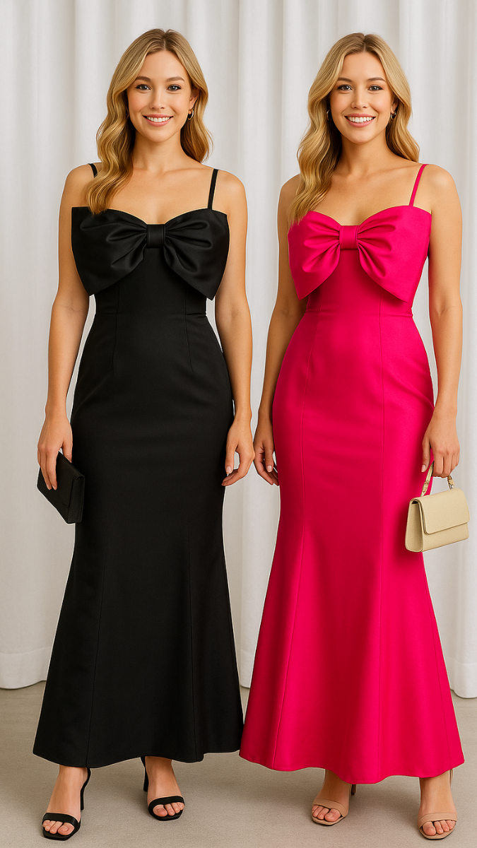 Big Bow Strap Sleeve Bodycon Dress FC1780