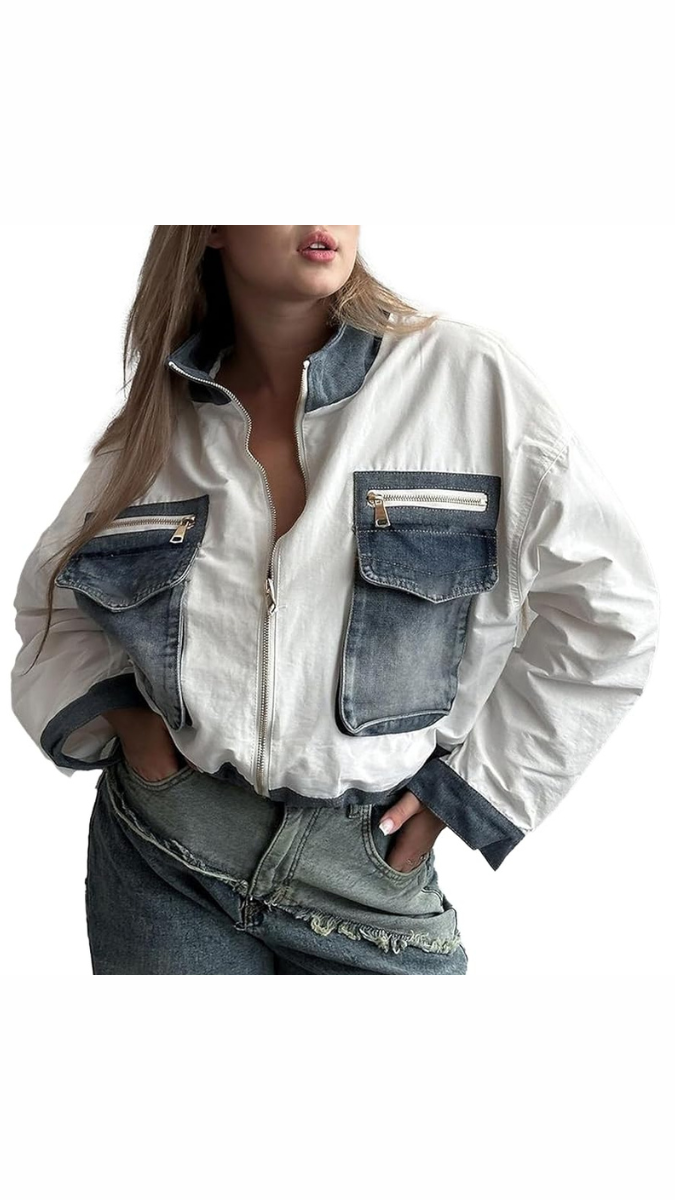 Big Denim Pocket Chained Jacket FC1861