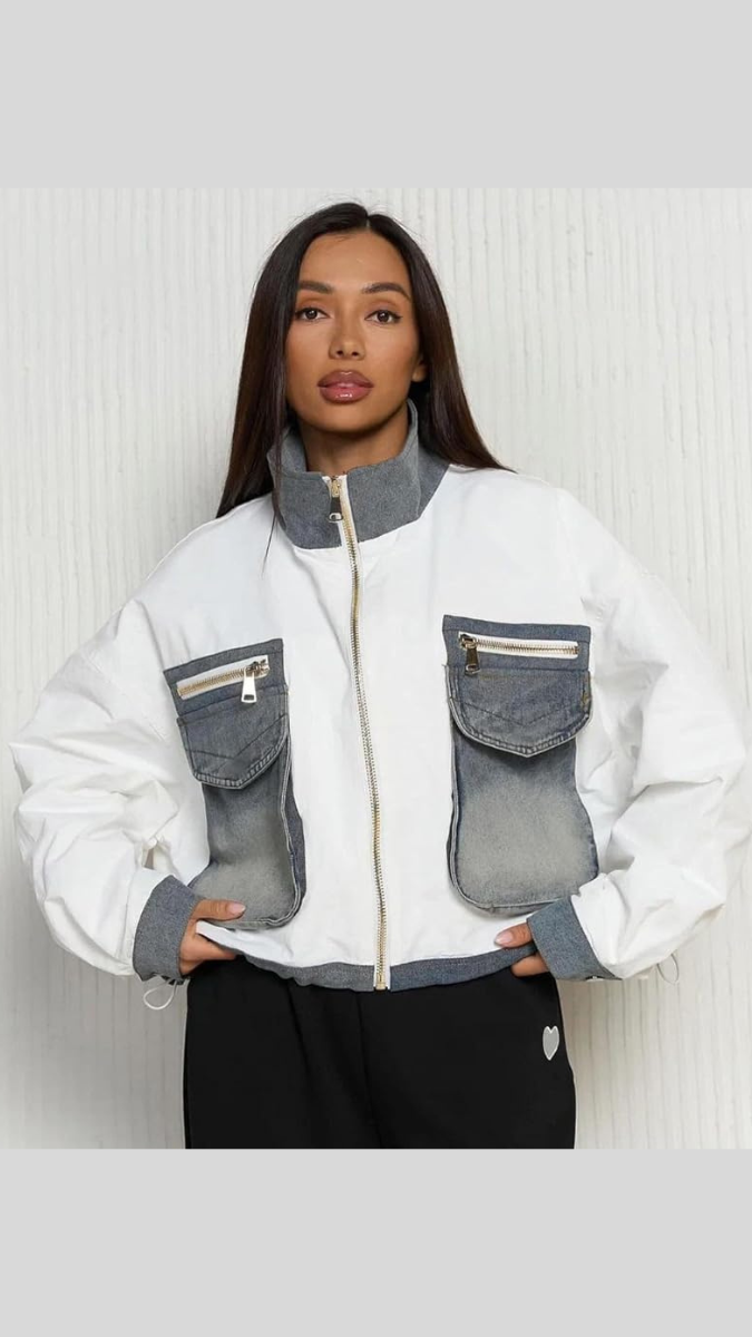 Big Denim Pocket Chained Jacket FC1861