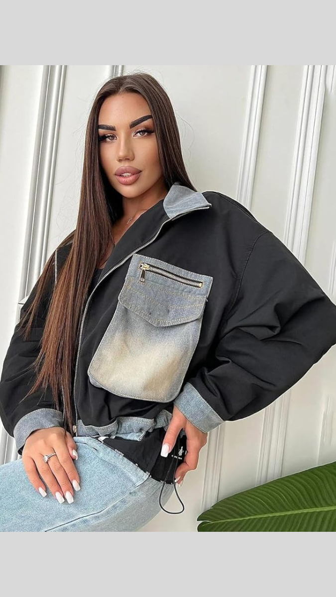 Big Denim Pocket Chained Jacket FC1861