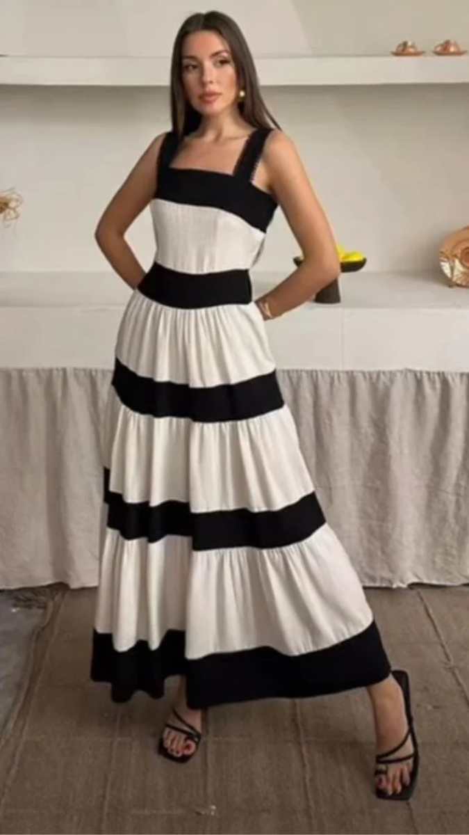 Black And White Stripe Dress FC1843