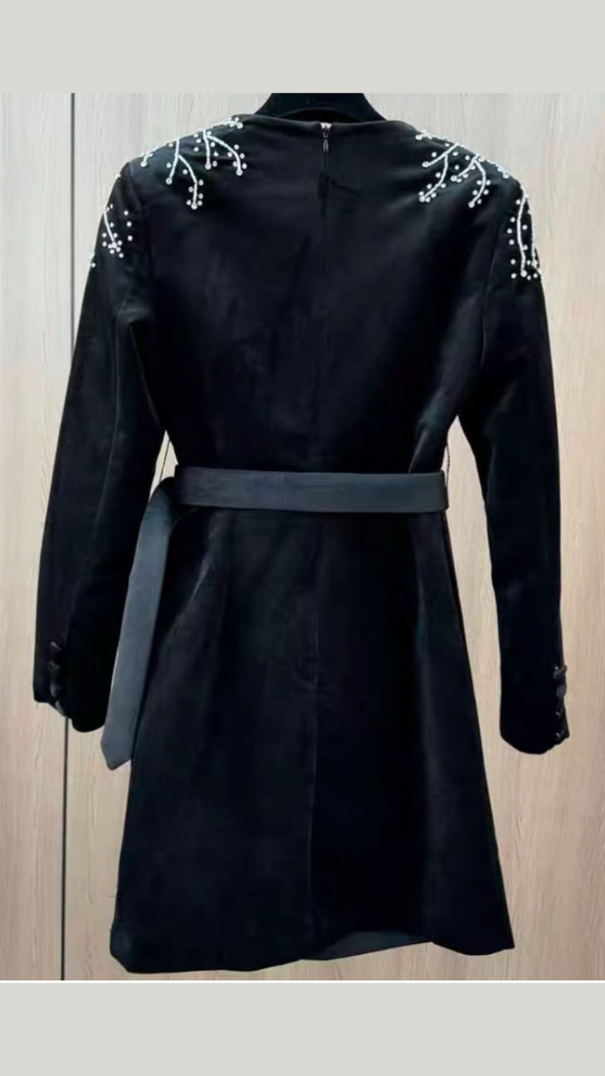 Black Designer Belted Dress FC1760