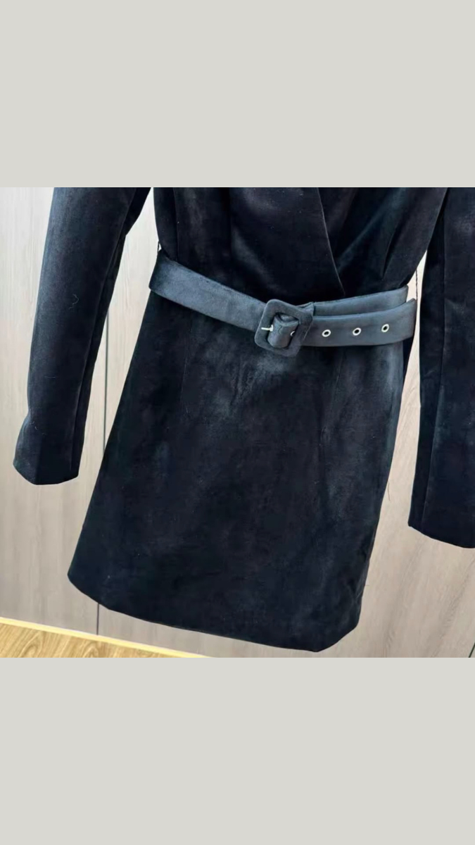 Black Designer Belted Dress FC1760