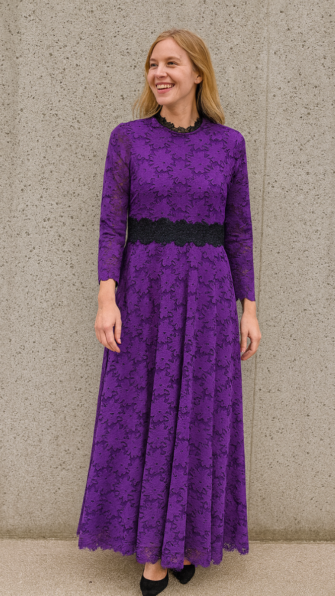 Black Belt Designed Lace Dress FC1832
