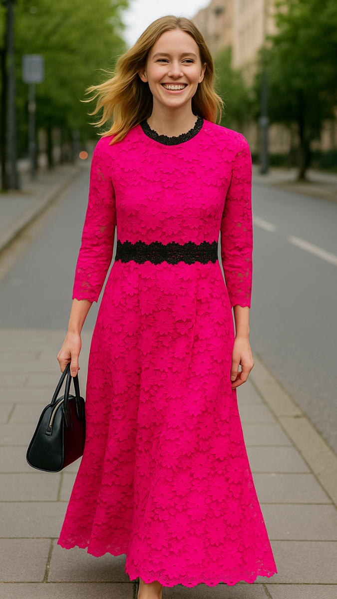 Black Belt Designed Lace Dress FC1832